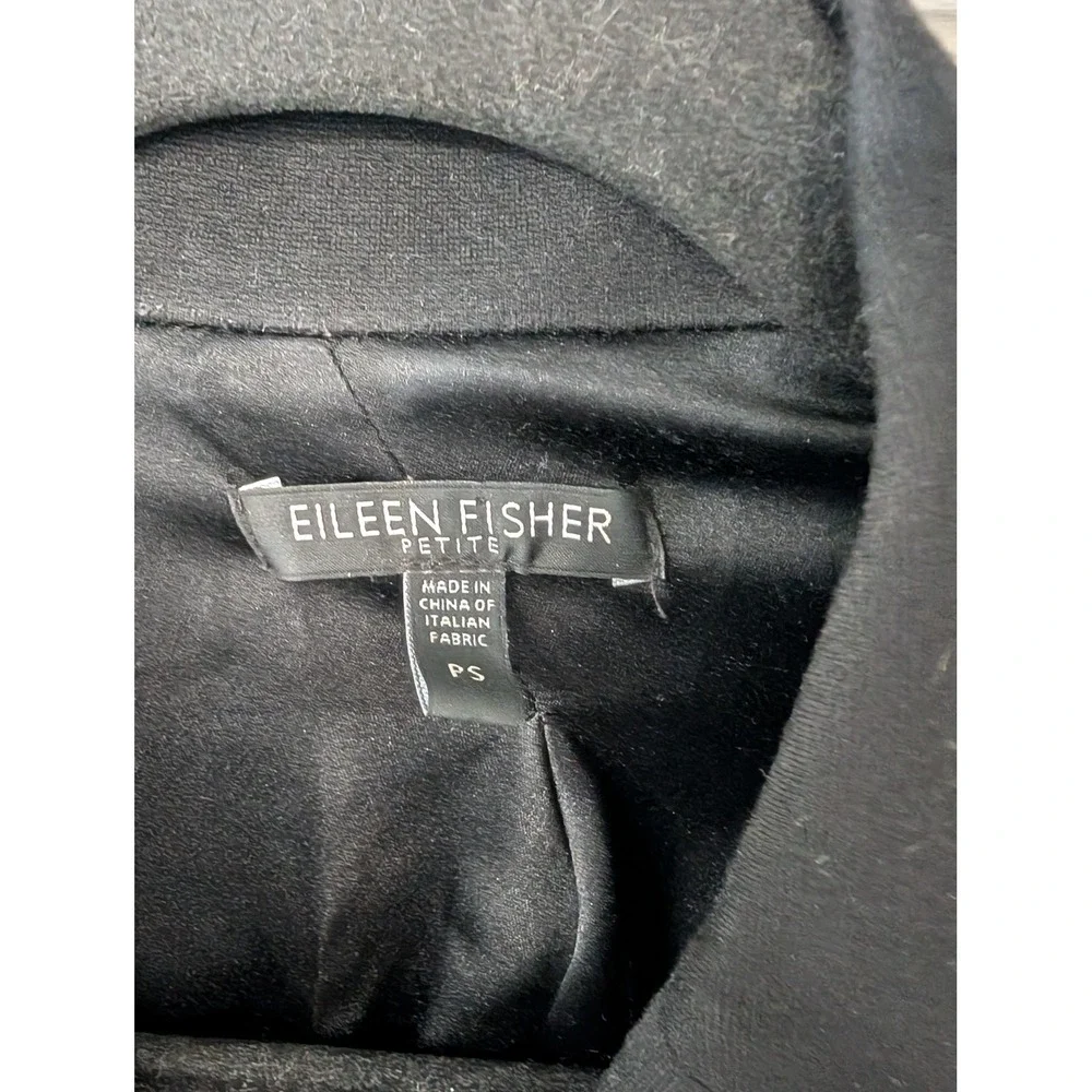 Eileen Fisher Petite Black Viscose Silk Blend‎ Single Button Blazer Jacket small